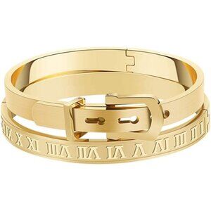 Gold Silver Plated Bracelets for Men Women Roman Numeral Bangle Bracelet